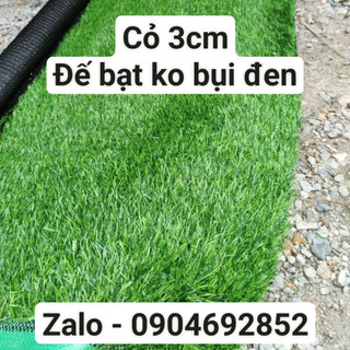 Cỏ nhân tạo sợi nhựa kim cao 3cm - Đế bạt không bụi đen