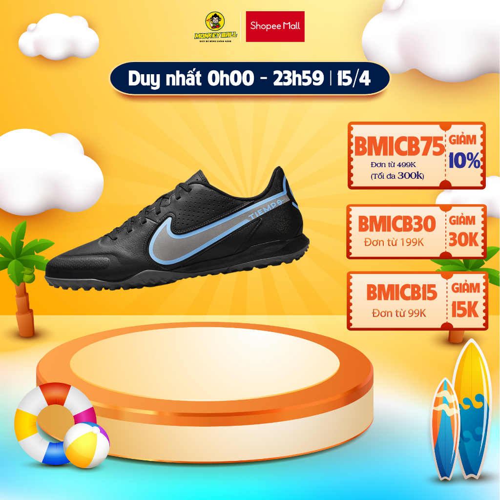 Giày Đá Bóng Nam_Nike Tiempo 9 Legend Academy TF Chính Hãng - Chất Liệu Da Thật Cao Cấp , Đế Cao Su Đàn Hồi