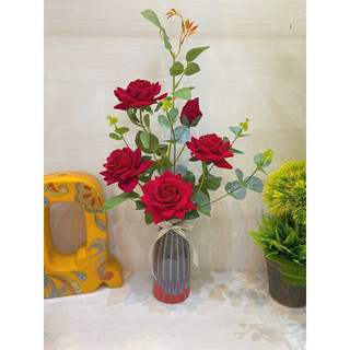 Hoa giả hoa lụa- Lọ hoa hồng trang trí cắm sẵn🌹giống thật 99%