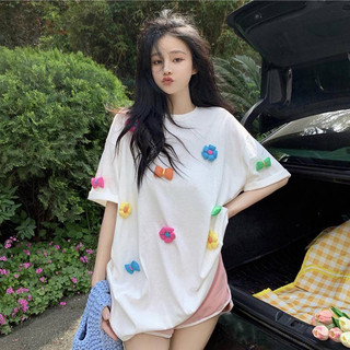 Áo thun hoa nổi hot trend chất cotton khô from rộng unisex