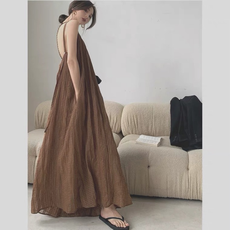 jumsuit dáng dài cao cấp hai dây điều chỉnh thích hợp đi biển cho nữ