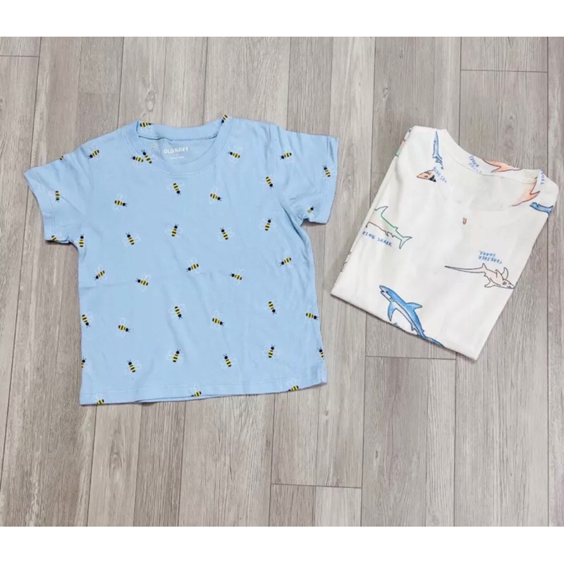 Áo ngắn tay old naaavy bé trai hoạ tiết cá mập và ong size 1-6Y