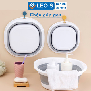 Thau đa năng gấp gọn Chậu gấp gọn silicone thau rửa mặt gập gọn, Chậu xếp gọn đi du lịch Leos
