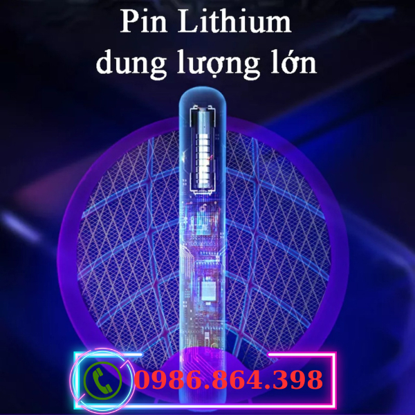 Vợt muỗi kiêm đèn bắt muỗi, Thông minh 2 trong 1 ánh sáng tím sử dụng được mẹ bầu và trẻ nhỏ