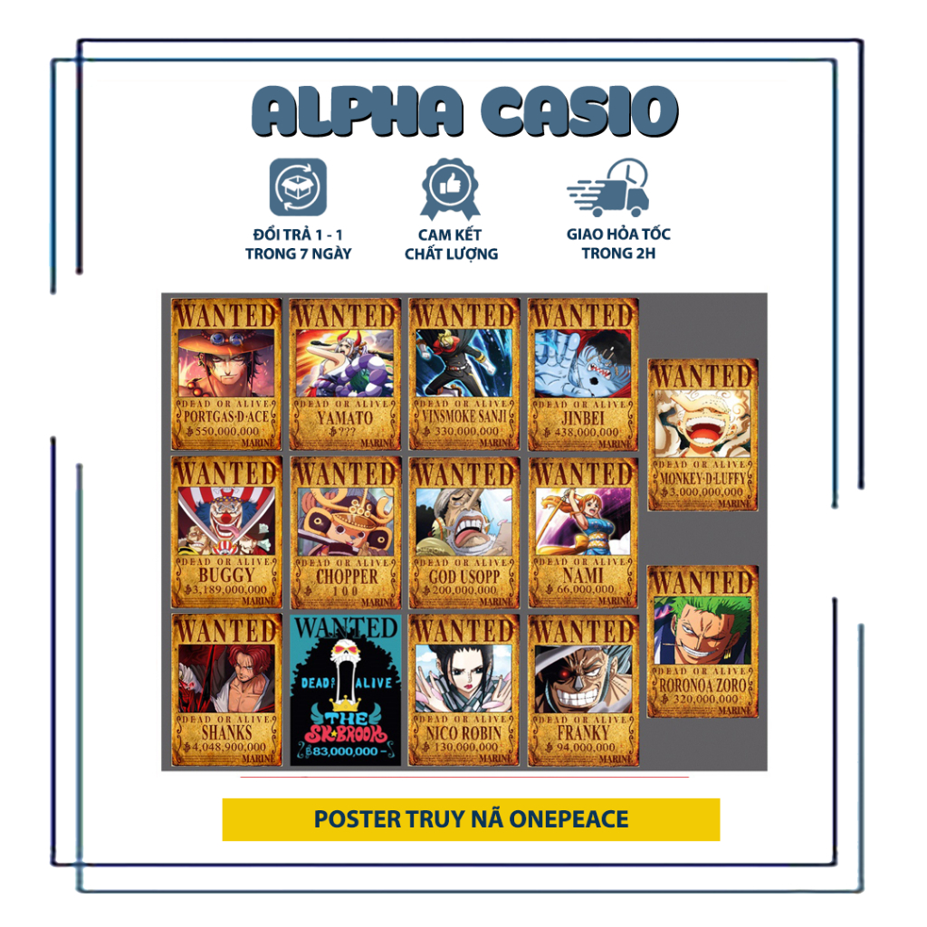 Poster truy nã vua hải tặc Luffy Mũ Rơm sau Wano - Poster ONE PIECE không phai màu