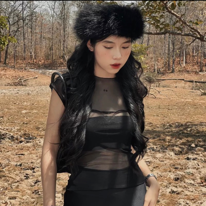 Áo lưới xuyên thấu cuốn biên nữ JOYSTYLE tay ngắn ôm body sexy siêu hot 4