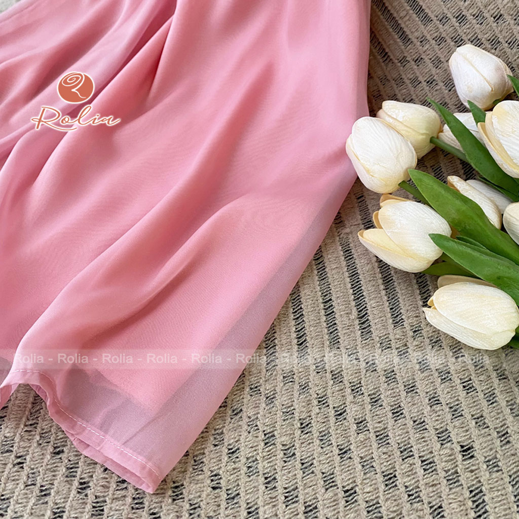 Váy hồng 2 dây đi biển cho bé ROLIA chất tơ óng 2 lớp cho bé từ 2-10 tuổi MH156