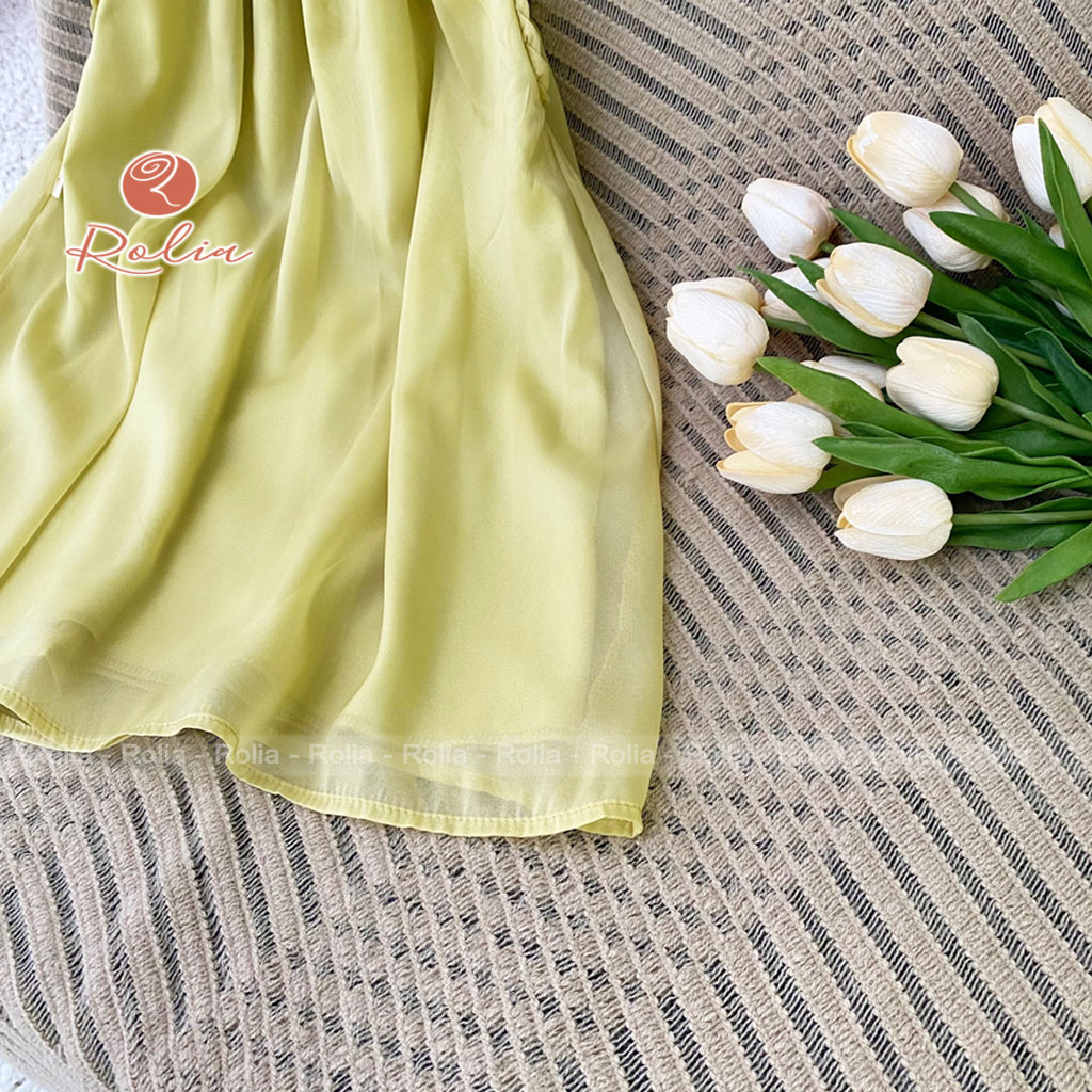 Váy xanh 2 dây bé gái ROLIA chất tơ óng 2 lớp lên dáng xinh điệu dễ thương có size từ 11-42kg MX156