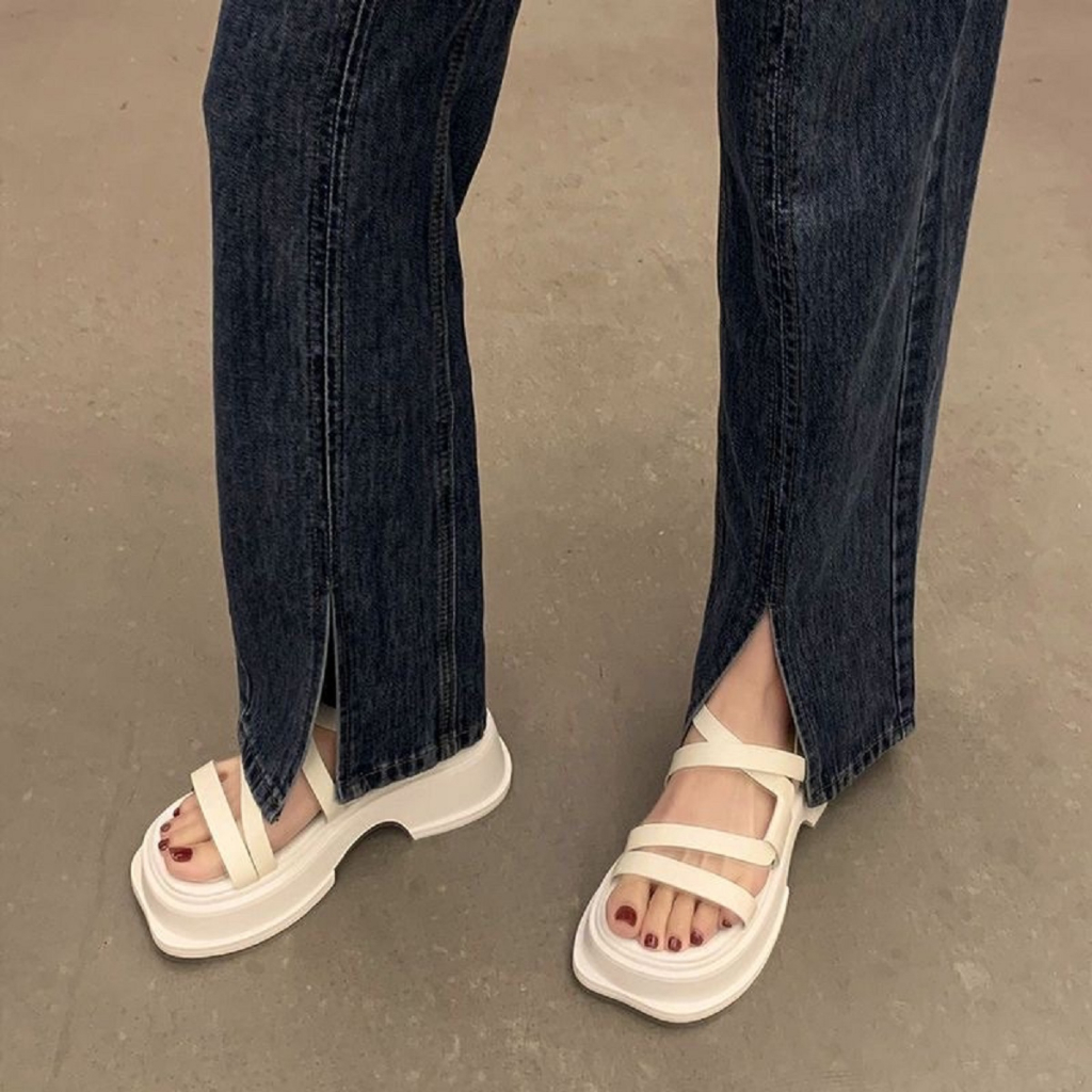Dép quai hậu dây mảnh sandal nữ da mềm đế cao