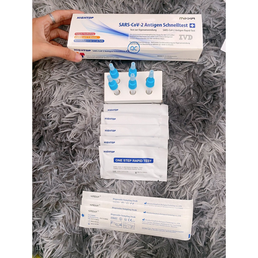 COMBO một hộp 25 bộ Kit Test Nhanh Tại Nhà Covid 19 Hightop được bộ y tế cấp phép.