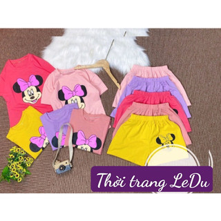 Đồ bé gái thun đùi in chuột Micky đáng yêu,thun cotton loại 1 -thời trang LEDU
