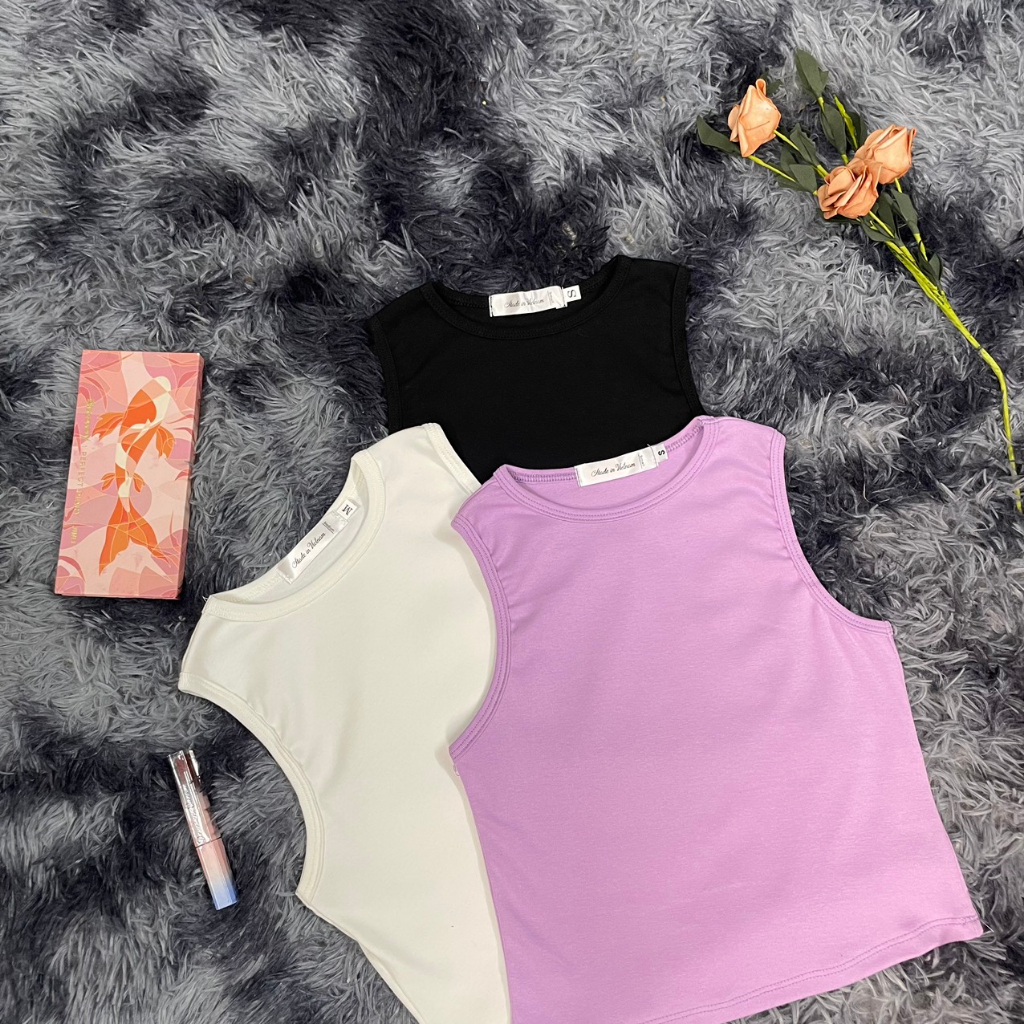 Áo croptop nữ ba lỗ cộc tay vải thun cotton Borib cao cấp ôm thun gân mềm mát - ALSODO