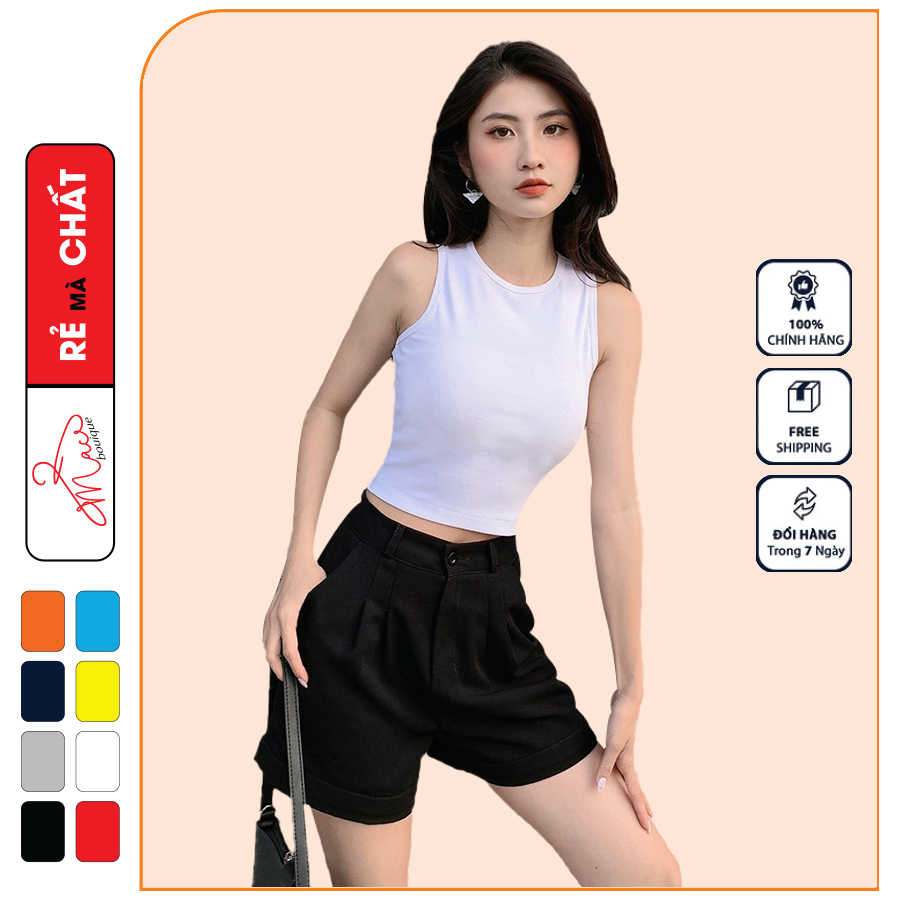 Áo croptop nữ ba lỗ cộc tay vải thun cotton Borib cao cấp ôm thun gân mềm mát - ALSODO