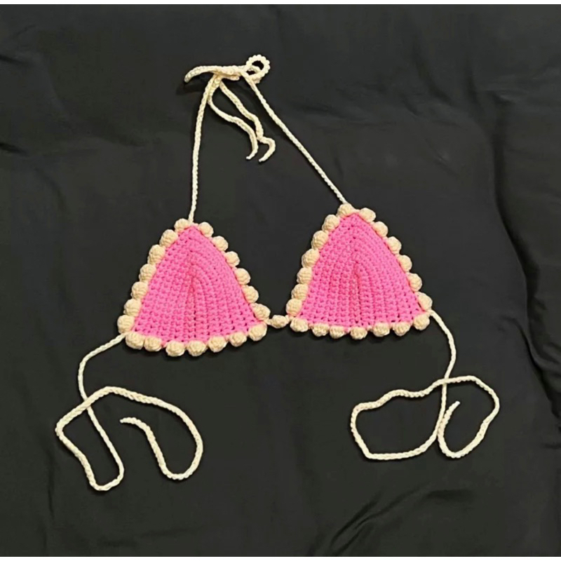 Hàng có sẵn -Bikini top len móc thủ công- bra len móc thủ công
