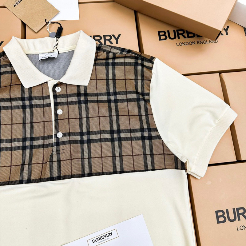 Áo polo nam cổ bẻ cotton gai BBR phối ngực hoạ tiết kẻ sọc caro be bo ống chun dày dặn sang trọng