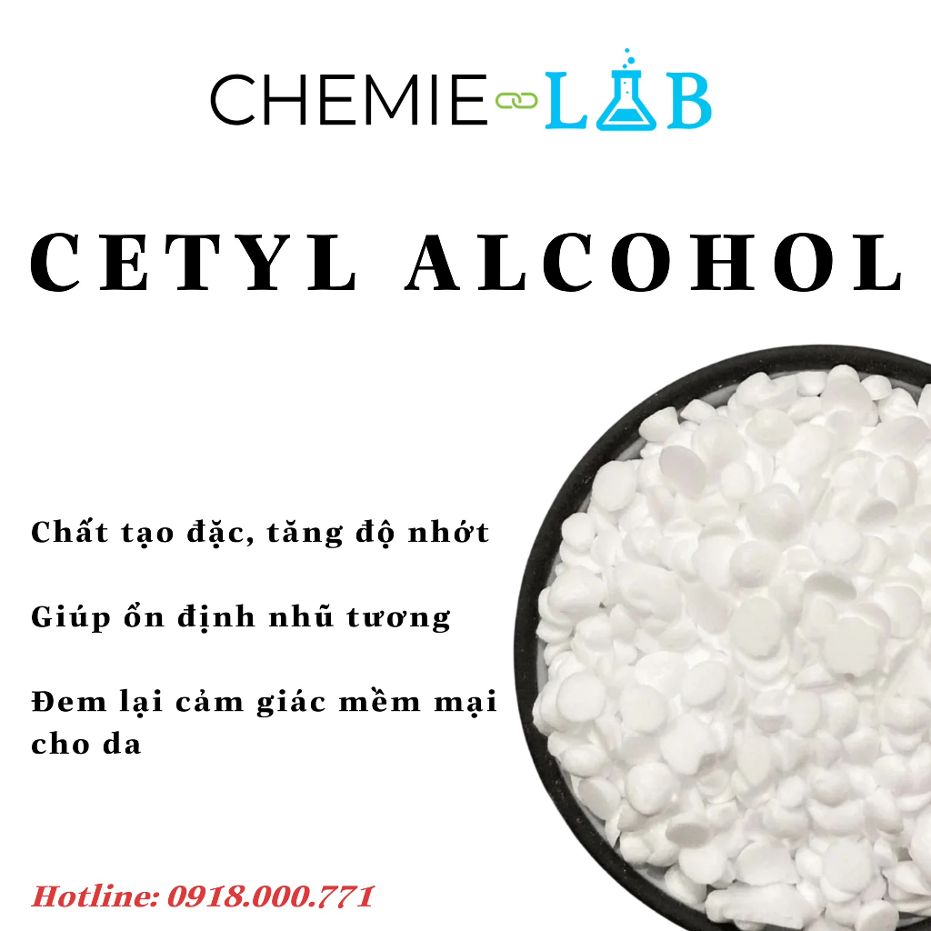 100-1000g 𝗖𝗲𝘁𝘆𝗹 𝗔𝗹𝗰𝗼𝗵𝗼𝗹  chất tạo đặc - Nguyên liệu mỹ phẩm Chemielab