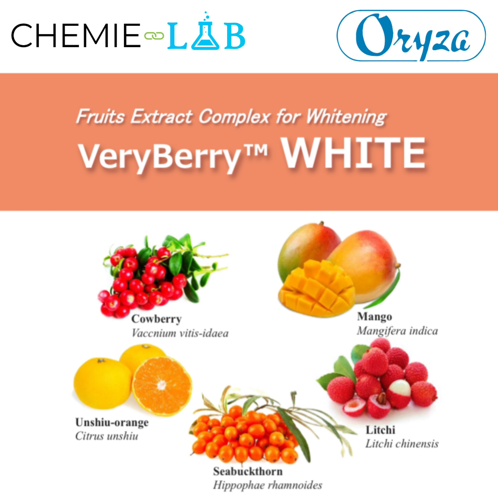 10-50g 𝗩𝗲𝗿𝘆𝗕𝗲𝗿𝗿𝘆 𝗪𝗵𝗶𝘁𝗲 hoạt chất trắng da, giảm thâm nám - Nguyên liệu mỹ phẩm Chemielab