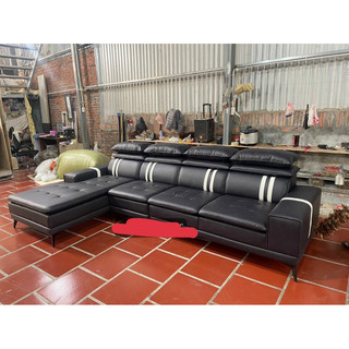 Sofa góc L bọc da công nghiệp