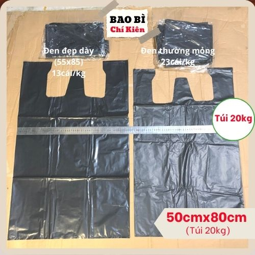 Túi đựng rác có quai - Bao rác đen đủ Size từ 1Kg đến 30Kg - Túi nilong đựng hàng giá rẻ - baobichikien
