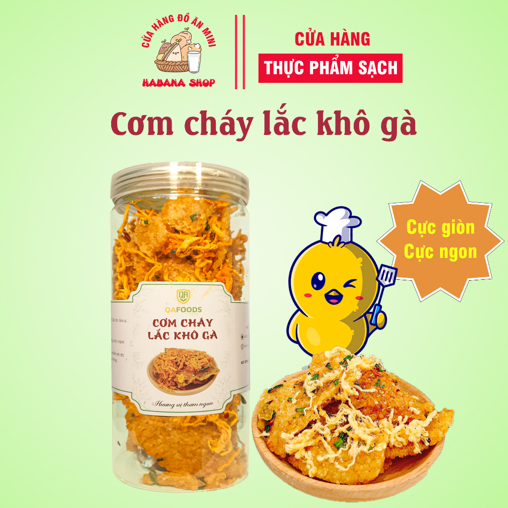 Cơm cháy khô gà HaBaNa đồ ăn vặt dành cho giới trẻ ăn cực ngon cực đã hộp PET 300gram