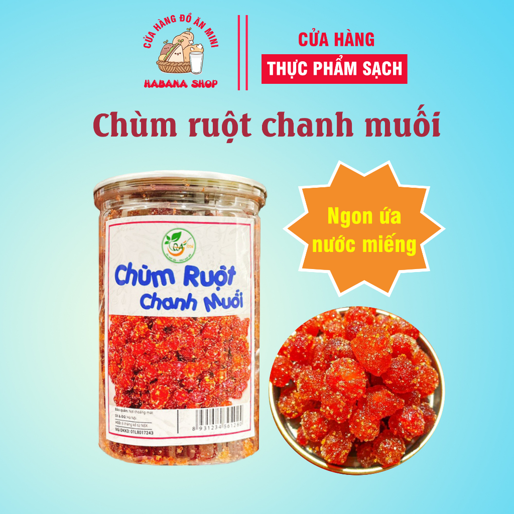 Chùm ruột chanh muối HaBaNa đồ ăn vặt dành cho giới trẻ ngon ứa nước miếng hũ 500 gram