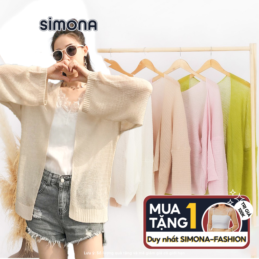 Áo Cardigan Len Mỏng SIMONA Áo Khoác Mỏng Nữ Dệt Kim Dáng Dài Form Rộng Siêu Xinh Đi Biển Đi Chơi Phong Cách Hàn Quốc