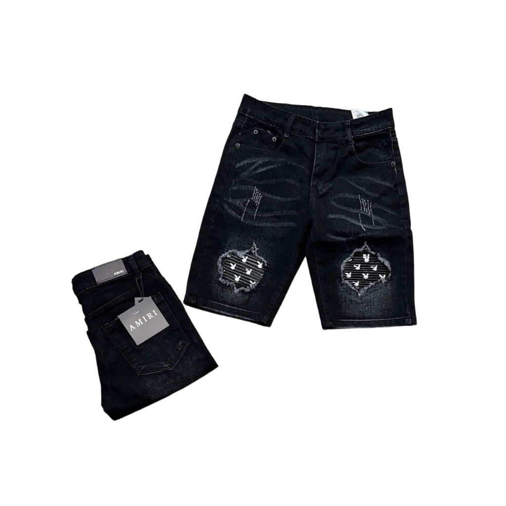 Quần Short Jean Nam rách sướt chất liệu jean cao cấp phối vá THỎ mẫu mới năm nay y hình PHƯƠNG THẢO SHOP