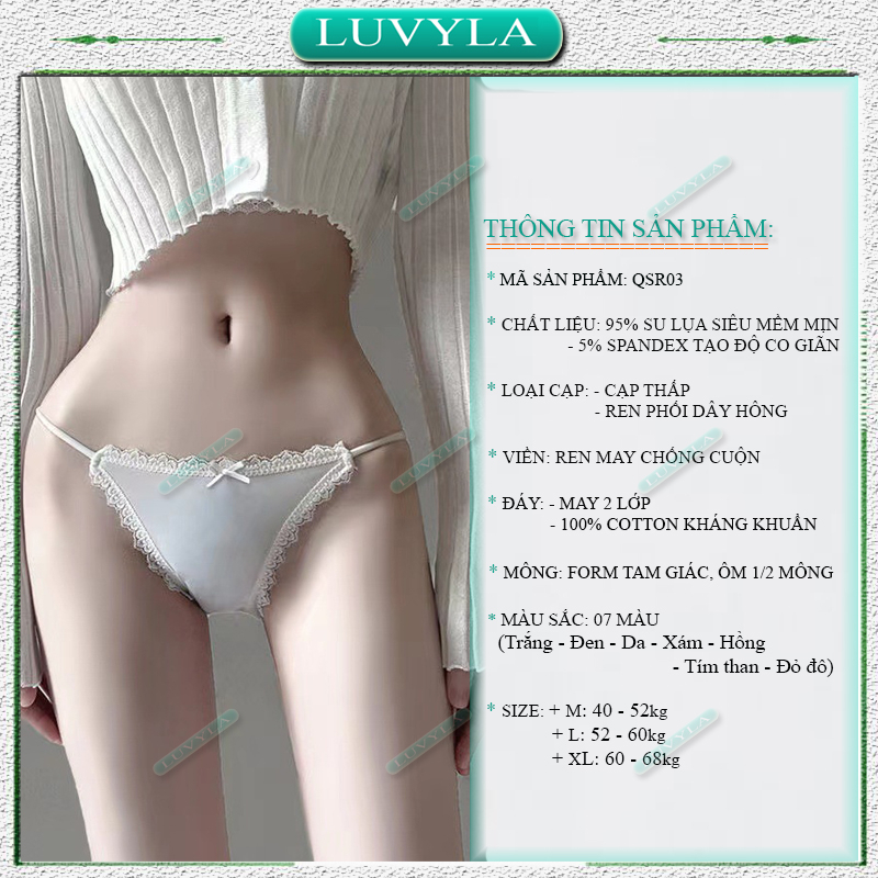 Quần lót nữ su thun lạnh phối ren kháng khuẩn sexy LUVYLA QSR03