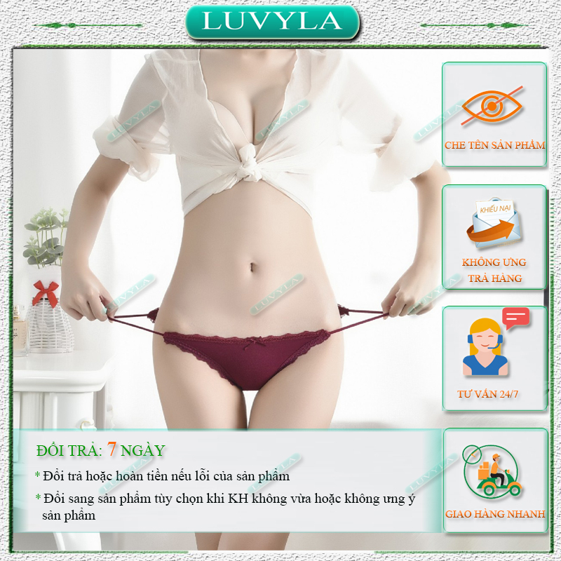 Quần lót nữ su thun lạnh phối ren kháng khuẩn sexy LUVYLA QSR03
