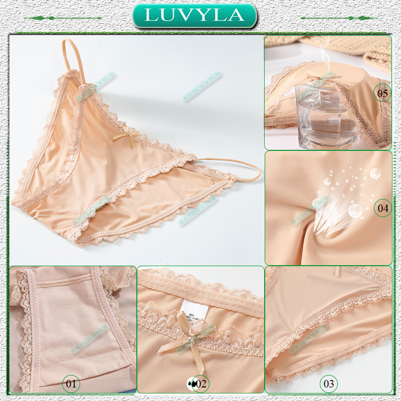 Quần lót nữ su thun lạnh phối ren kháng khuẩn sexy LUVYLA QSR03