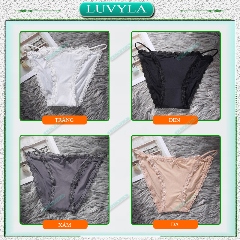 Quần lót nữ su thun lạnh phối ren kháng khuẩn sexy LUVYLA QSR03