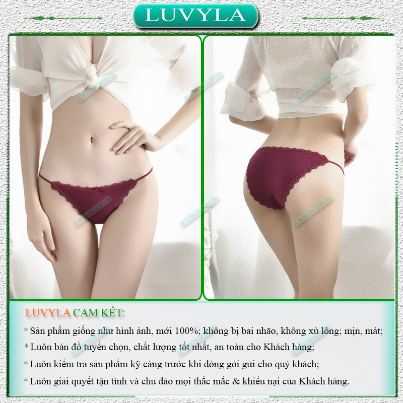 Quần lót nữ su thun lạnh phối ren kháng khuẩn sexy LUVYLA QSR03