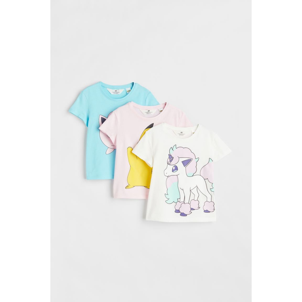 Set 3 áo phông in hoạt hình bé gái vợt HM chính hãng