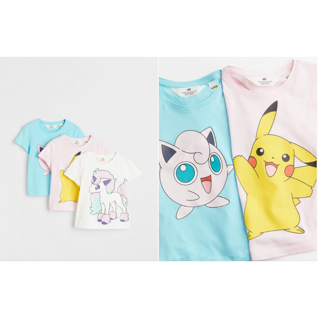 Set 3 áo phông in hoạt hình bé gái vợt HM chính hãng