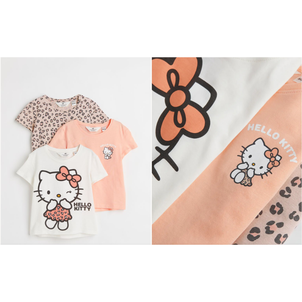 Set 3 áo phông in hoạt hình bé gái vợt HM chính hãng