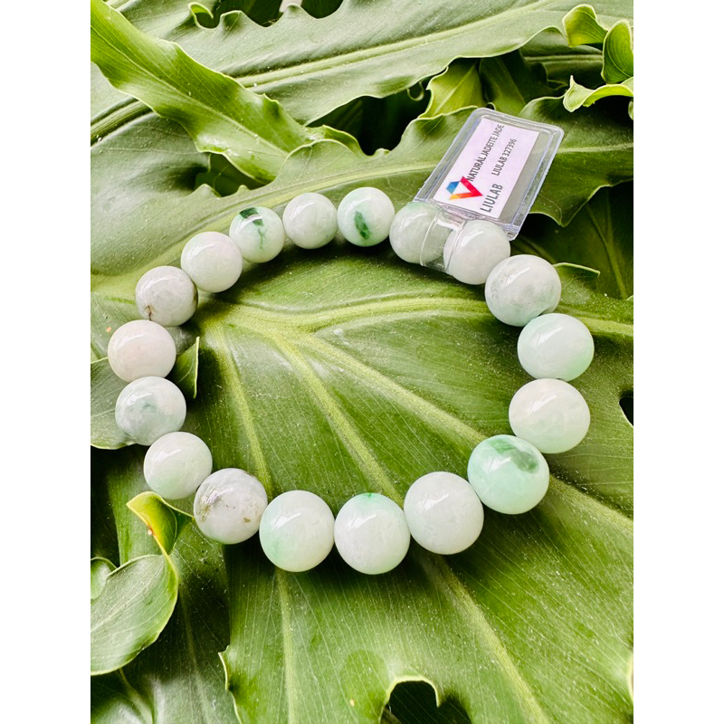 Vòng tay Ngọc Jade Lý Táo Xanh lục hoa bay typeA - Myanmar (kèm giám định)