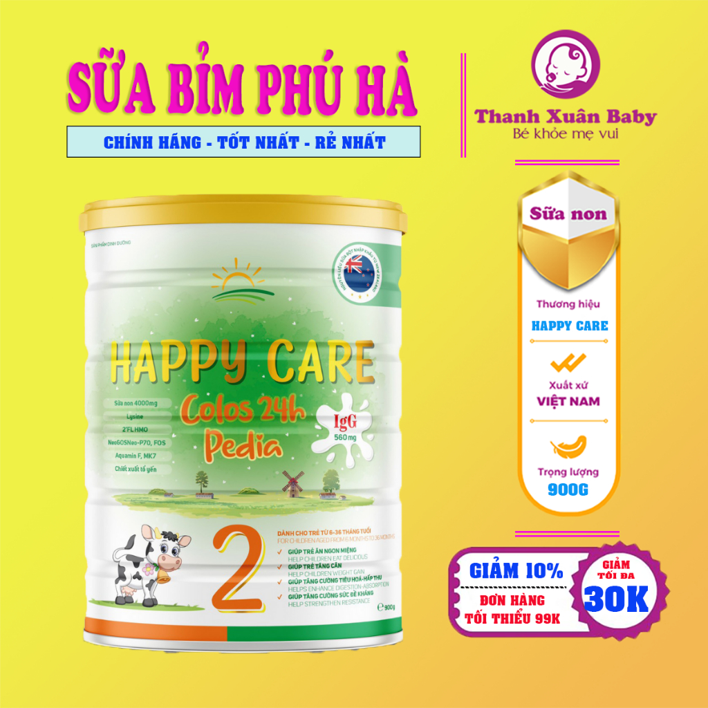 Sữa Non 24h Happy Care Pedia 900g Biếng Ăn Tăng Cân Tăng Đề Kháng