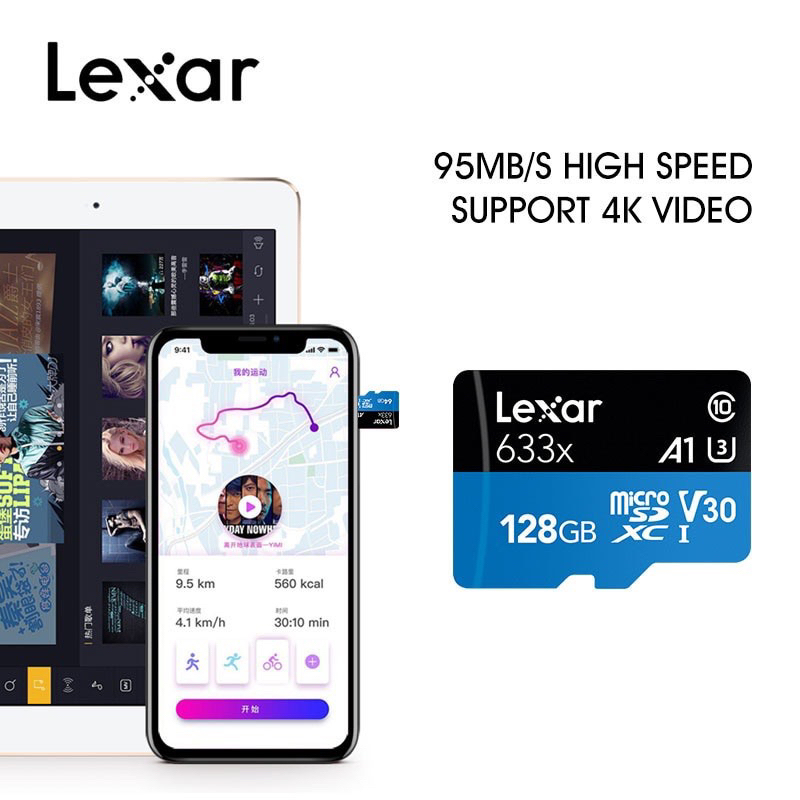 Thẻ nhớ Micro SD 64Gb| 128Gb Lexar - SDXC UHS-I High Performance 633x 100MB/s U3 4k | BigBuy360 - bigbuy360.vn