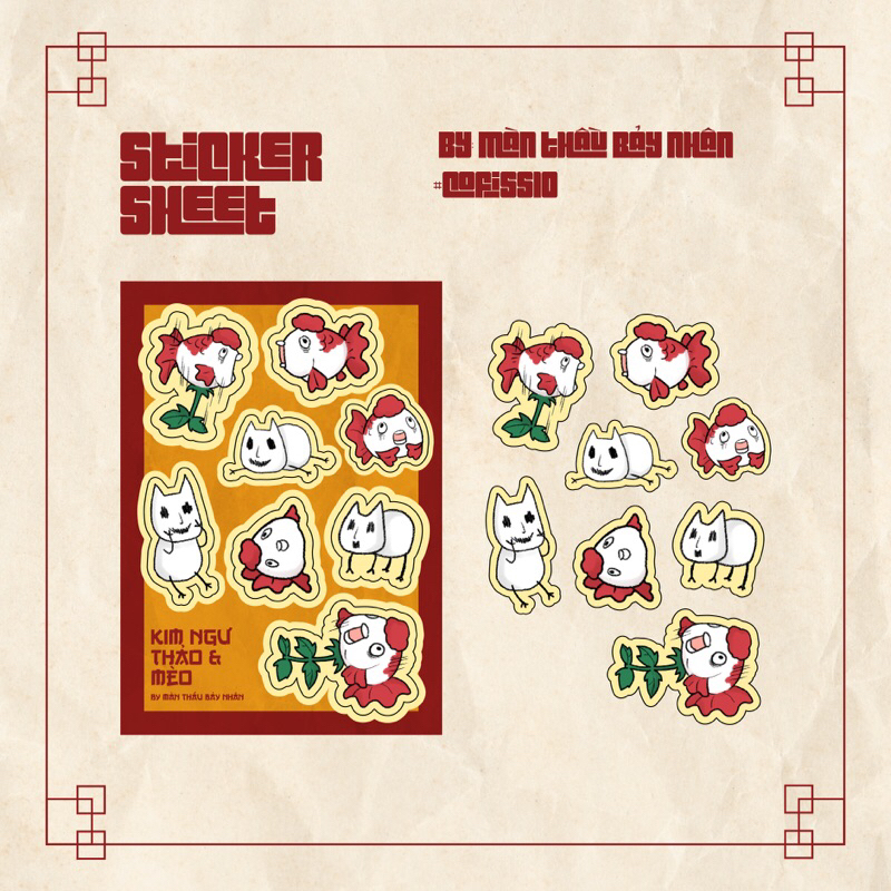 NHÃN DÁN DECAL STICKER KIM NGƯ THẢO VÀ MÈO HOOZUKI