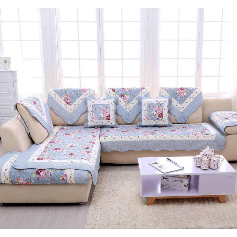 Thảm sofa - Hoa hồng viền xanh - TSF004