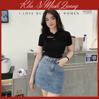 Áo Croptop đang xoắn chéo ngực tay lỡ dáng body dễ phối đồ thời trang siêu sang chảnh