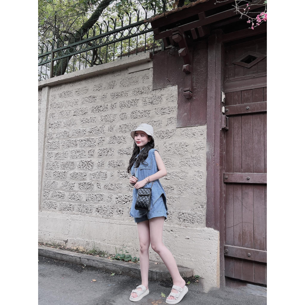 Bộ đồ nữ, Set quần áo nữ, set denim mềm quần kèm quần giả váy phong cách Trendy Clothing