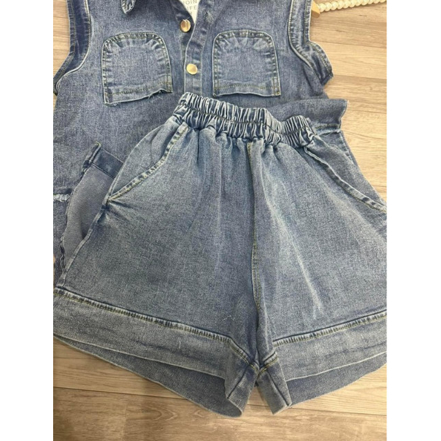 Bộ đồ nữ, Set quần áo nữ, set denim mềm quần kèm quần giả váy phong cách Trendy Clothing