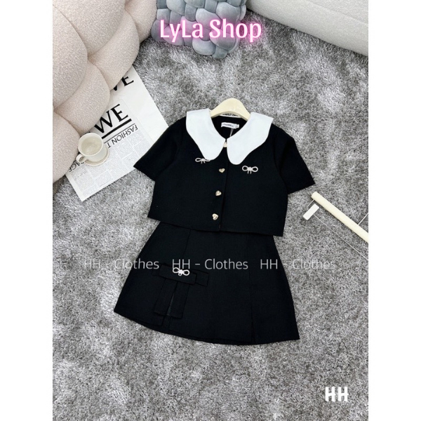 Set Váy Nữ Tay Ngắn Dáng Xòe Thắt Eo Chất Kaki , Dáng Sexy Phong Cách Tiểu Thư VD-3 | BigBuy360 - bigbuy360.vn