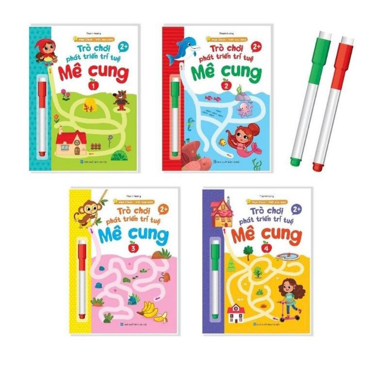 Sách - Bộ 4 Quyển Trò Chơi Mê Cung Phát Triển Trí Tuệ Phiên Bản Wipe Clean Viết Xóa Được Cho Bé 2 - 6 Tuổi