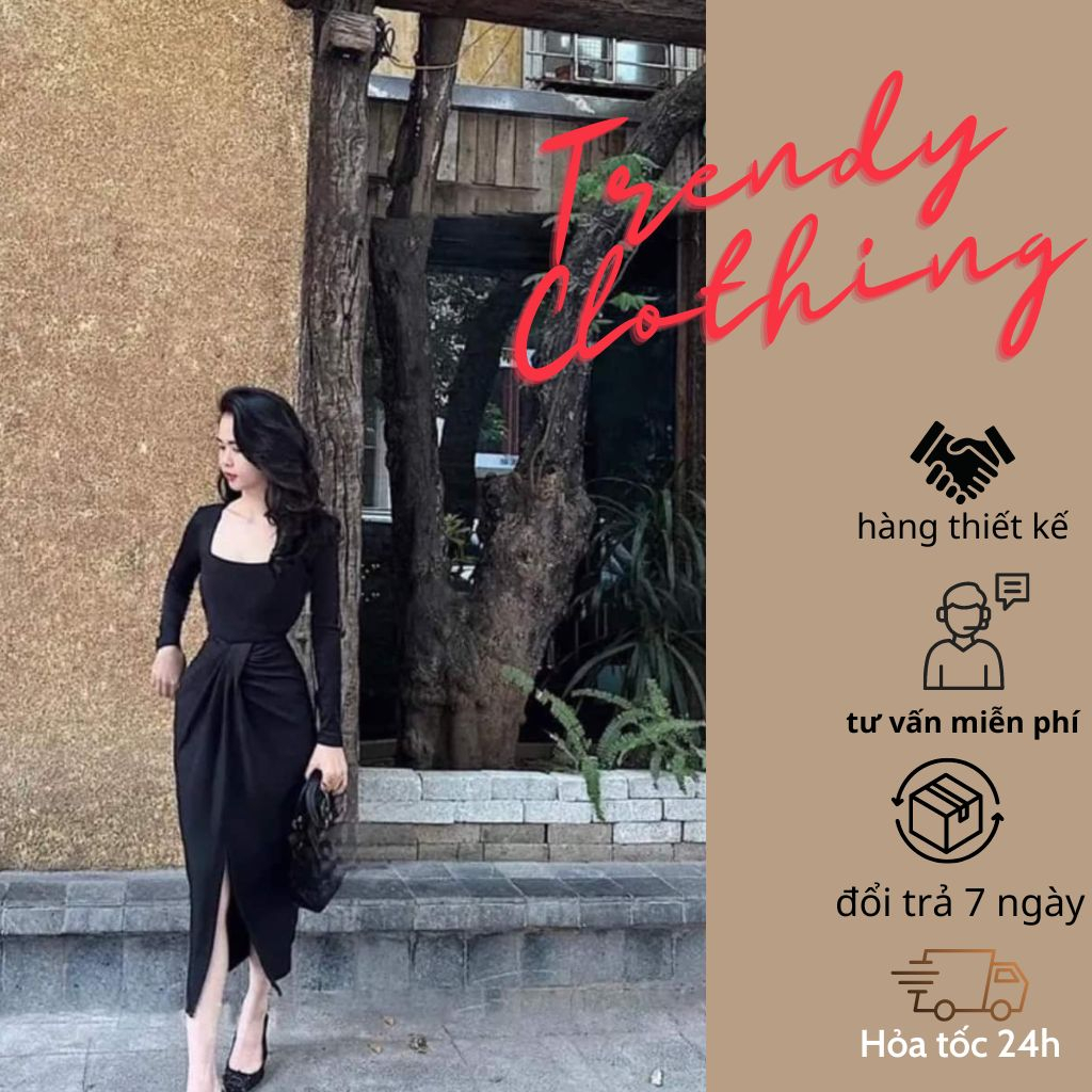 Đầm dự tiệc, đầm body, set quần áo cổ U phối quần ống suông sang chảnh Trendy Clothing