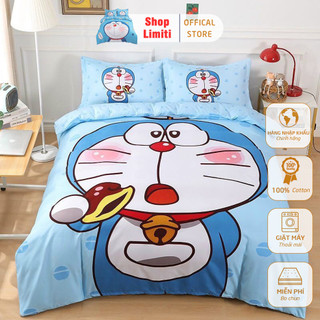 Bộ 4 Món Chăn Ga Gối Cotton Tina Cho Bé Mẫu Hoạt Hình Hàng Cao Cấp Nhiều Mẫu Lựa Chọn Mẫu DOREMON BÁNH RÁN