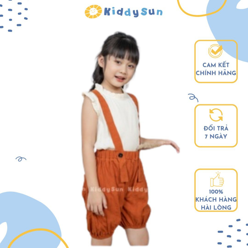 Bộ đồ bé gái Kiddysun mùa hè áo thun mềm + quần đũi cam đất 2.3.4.5.6.7.8.9.10.11 tuổi V140