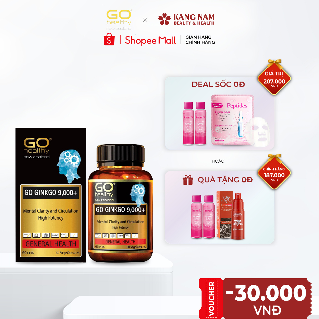 Viên Bổ Não Go Healthy Ginkgo 9000+ Hộp 30 viên