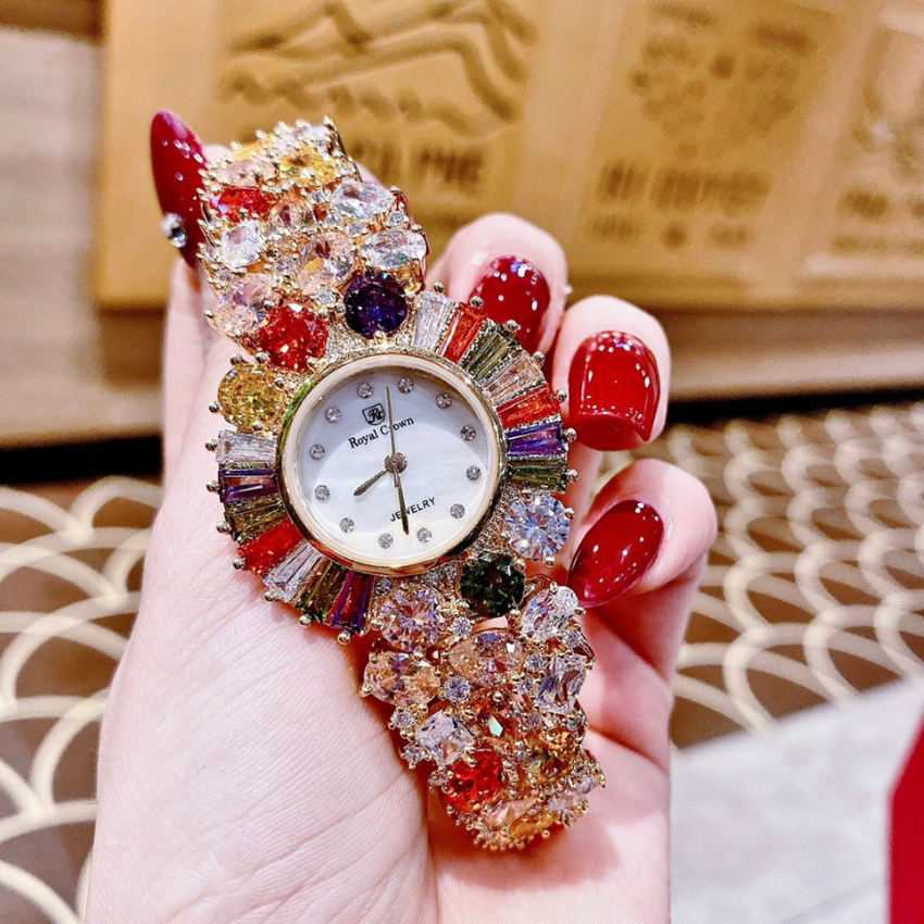 Đồng hồ nữ dây thép thời trang đeo tay chống nước R0yai Cr0wn size 33mm fullbox